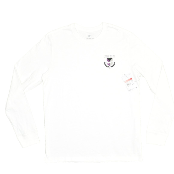 NEW Nike Men's The Nike Tee Regular Size L White Long Sleeve T-Shirt - Picture 1 of 8